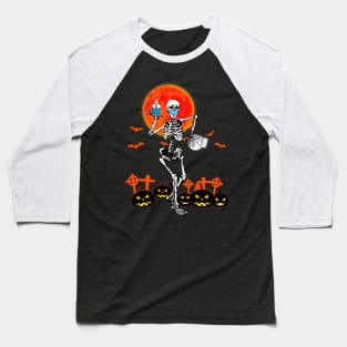 Happy Halloween Party Dancing Skeletons Halloween Funny Baseball T-Shirt